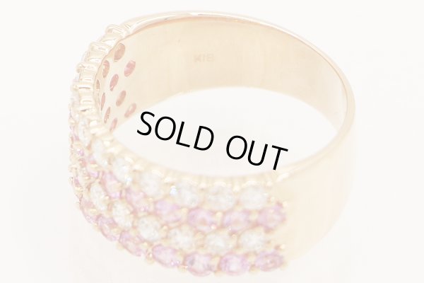 K18PG ピンクサファイアダイアイリリング 0.758ct 0.973ct 6.60g　刻印(1)