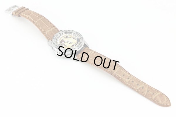 シェルマン　ワールドタイムミニッツリピータークロワゾネ　茶文字盤　革ベルト状態　表面