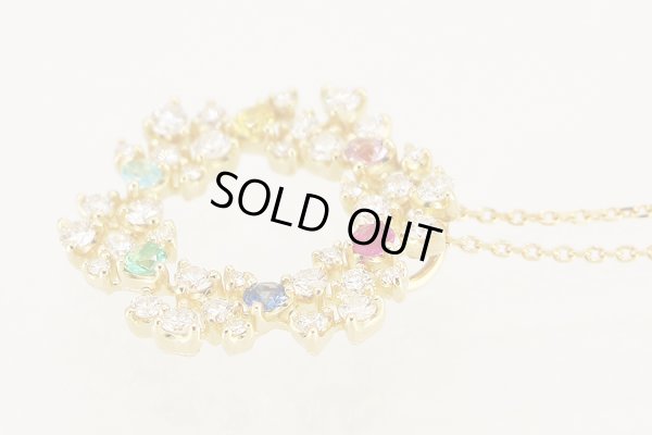 K18 マルチダイアイリペンダントネックレス 0.47ct 1.14ct 6.90g 　拡大