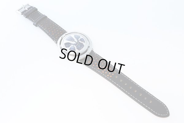 アイシオン　ＡＮ－Ｓ０３　回転ディスク式　黒文字盤　革ベルト状態　表面