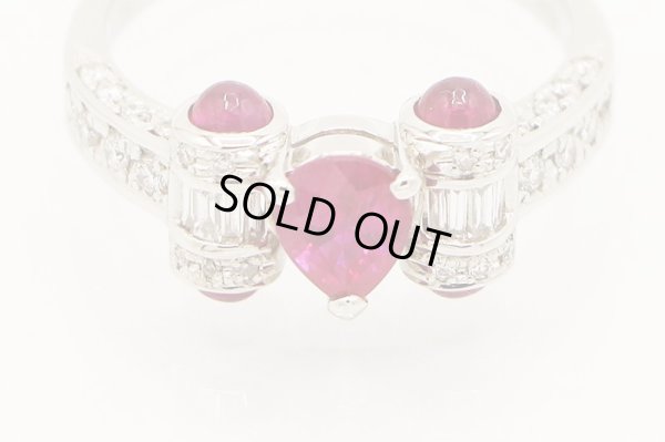 PT900 ルビーダイアイリリング 0.76ct 0.37ct 0.74ct 5.40g　拡大
