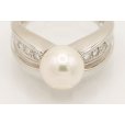 PT900 パールダイアイリリング 9.00mm 0.20ct 10.20g　拡大