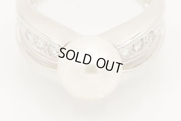 PT900 パールダイアイリリング 9.00mm 0.20ct 10.20g　拡大