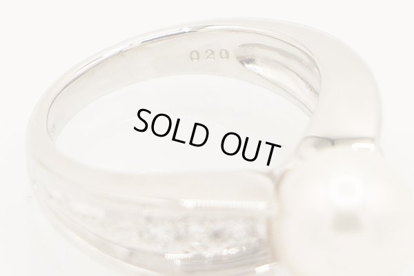 PT900 パールダイアイリリング 9.00mm 0.20ct 10.20g　刻印(2)