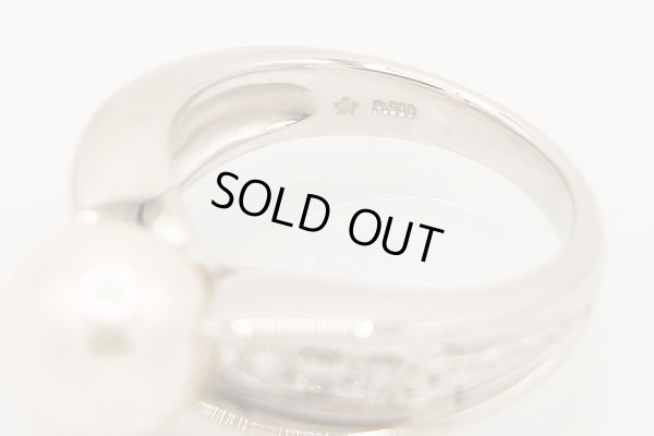 PT900 パールダイアイリリング 9.00mm 0.20ct 10.20g　刻印(1)