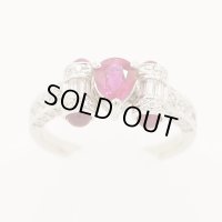 PT900 ルビーダイアイリリング 0.76ct 0.37ct 0.74ct 5.40g