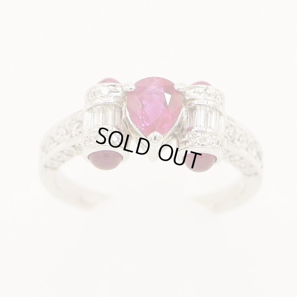PT900 ルビーダイアイリリング 0.76ct 0.37ct 0.74ct 5.40g