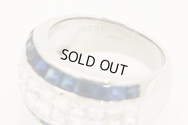 PT900 サファイアダイアイリリング 2.36ct 2.21ct 13.40g　刻印(1)