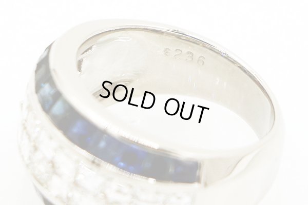 PT900 サファイアダイアイリリング 2.36ct 2.21ct 13.40g　刻印(2)