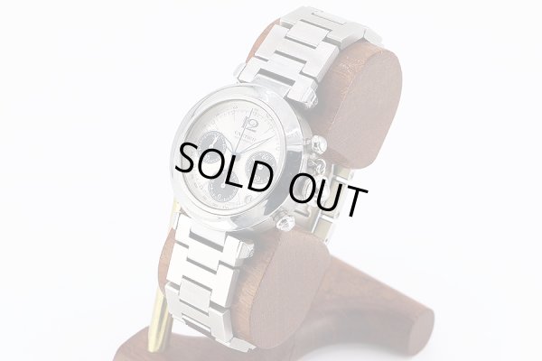 カルティエ　パシャＣ　クロノグラフ　２４１２　銀文字盤　黒インダイアル　サイド