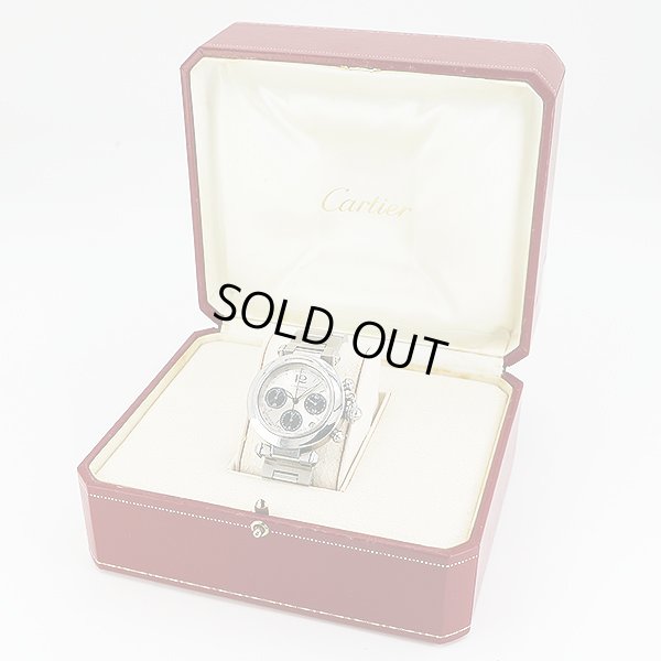 カルティエ　パシャＣ　クロノグラフ　２４１２　銀文字盤　黒インダイアル　箱