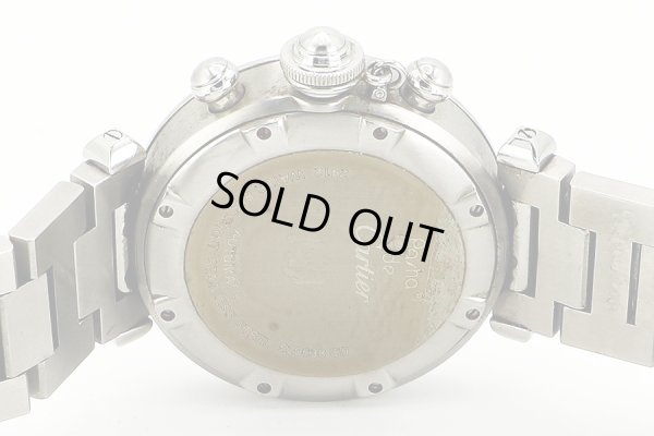 カルティエ　パシャＣ　クロノグラフ　２４１２　銀文字盤　黒インダイアル　裏面拡大