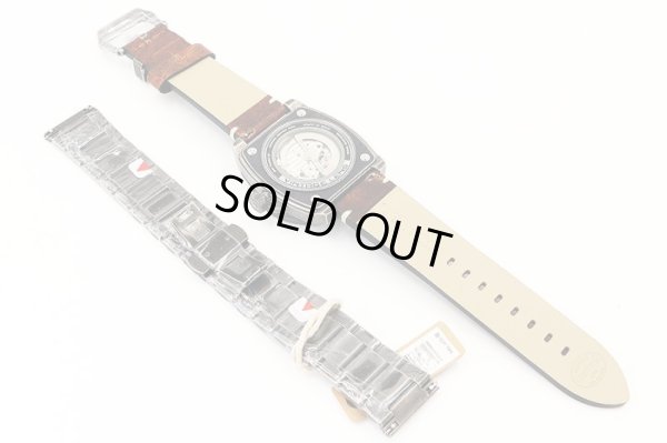 タックス　ヴィンテージレンズ２　ＴＳ１８０３Ｋ　黒文字盤　１０周年限定　革ベルト状態　裏面