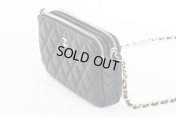 シャネル チェーンウォレット AP0248 ブラック/GP金具 サイド