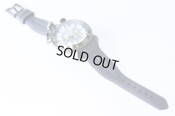 ガガミラノ　マニュアーレ　クロノグラフ　ＭＭ－４８　６０５４．６　グレー文字盤　ラバーベルト状態