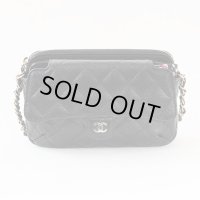 シャネル　エコバック マトラッセ チェーンショルダー ブラック／レッド／GP金具