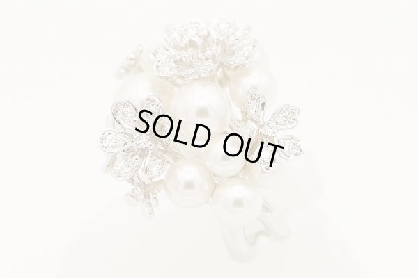 ミキモト　750WG パールダイアイリリング 0.50ct 17.50g　サイド