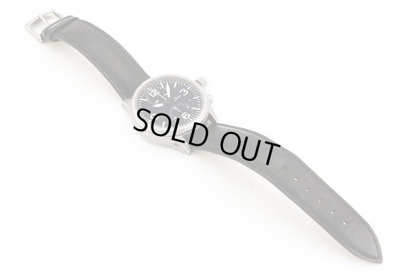 ジン　７５６　クロノグラフ　黒文字盤　革ベルト状態表面