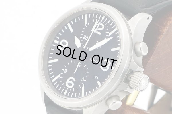 ジン　７５６　クロノグラフ　黒文字盤　サイド拡大