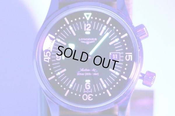 ロンジン　レジェンドダイバー　Ｌ３．６７４．４　黒文字盤　２ツリューズ　ライト