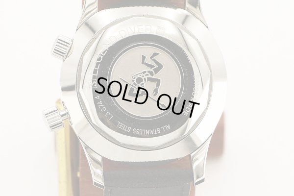 ロンジン　レジェンドダイバー　Ｌ３．６７４．４　黒文字盤　２ツリューズ　裏面拡大