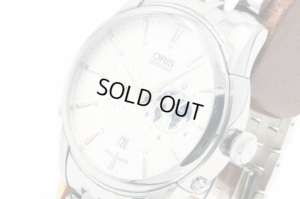 オリス　アートリエ　グリニッジミーンタイム　０１．６９０．６７９０　銀文字盤　サイド拡大