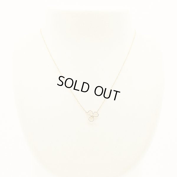 ティファニー　750PG ペーパーフラワー ダイアイリオープンフラワーネックレス 1.90g　装着イメージ