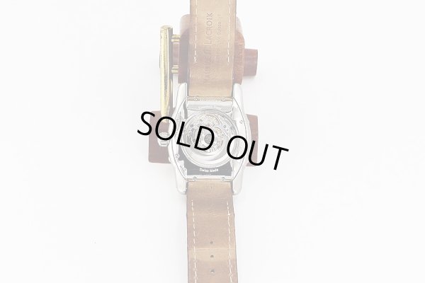 モーリス・ラクロア　トノー　ムーンフェイス３カレンダー　ＭＰ４６３９　白文字盤　革ベルト状態　裏面