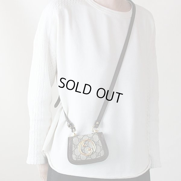 グッチ ブロンディ カードケース ウォレット 698635 2184 ベージュ/ブラウン 掛けたイメージ