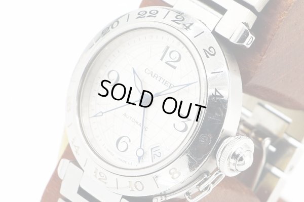 カルティエ　パシャＣ　メリディアン　２３７７　銀文字盤　サイド拡大