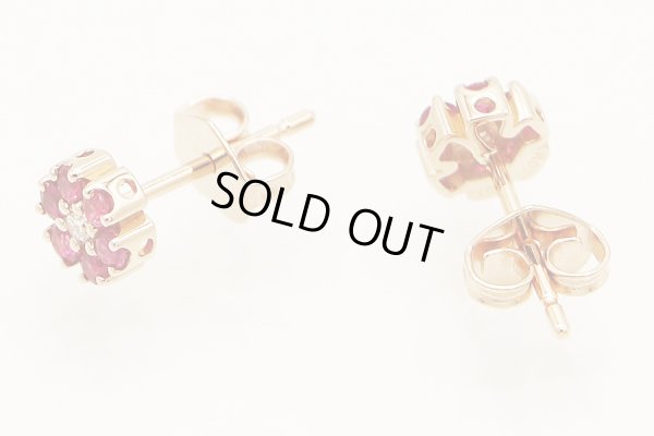 ポンテヴェキオ　K18PG ルビーダイアイリピアス 0.10ct*2 0.01ct*2 1.20g　留め具