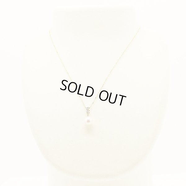 ミキモト　K18 パールダイアイリペンダントネックレス 8.30mm 3.10g　装着イメージ