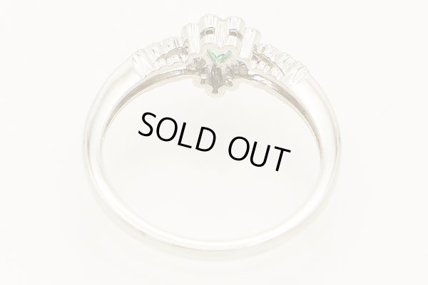 PT900 エメラルドダイアイリリング 0.13ct 0.08ct 3.20g　内側