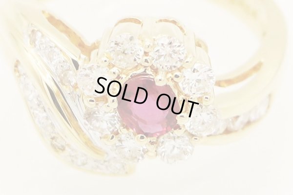 K18 ルビーダイアイリリング 0.30ct 0.69ct 5.50g　拡大