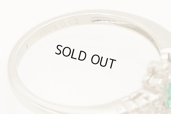 PT900 エメラルドダイアイリリング 0.13ct 0.08ct 3.20g　刻印(2)