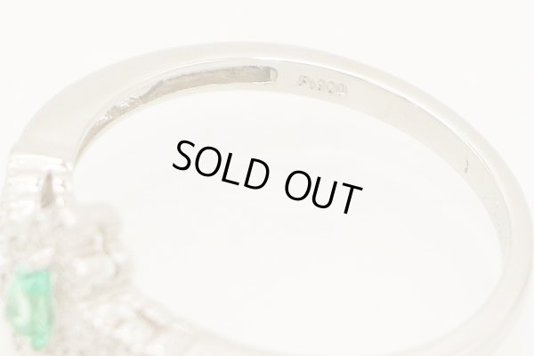 PT900 エメラルドダイアイリリング 0.13ct 0.08ct 3.20g　刻印