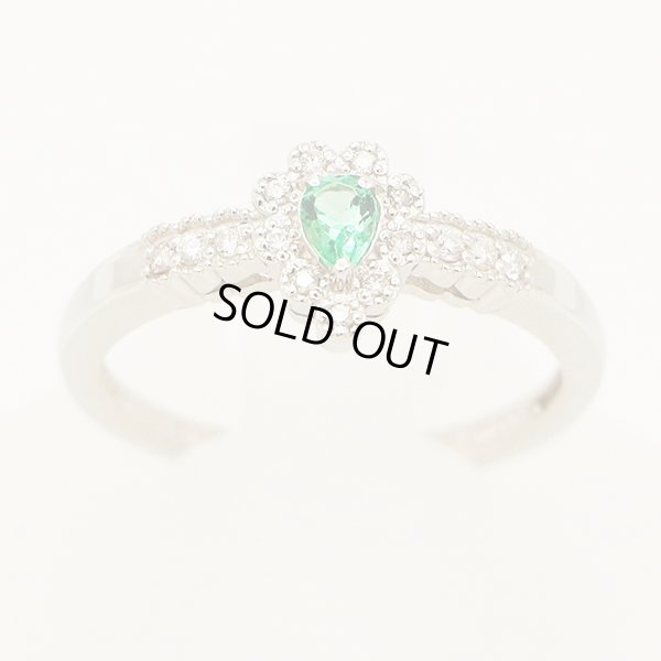 PT900 エメラルドダイアイリリング 0.13ct 0.08ct 3.20g