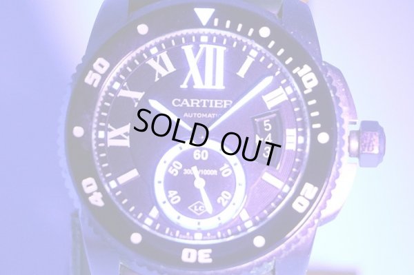 カルティエ　カリブルダイバー　３００ｍ　２０１５　黒文字盤　ライト