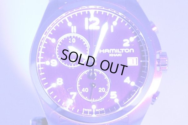 ハミルトン　カーキ　アビエーションクロノ　Ｈ７６５１２０　黒文字盤　ライト