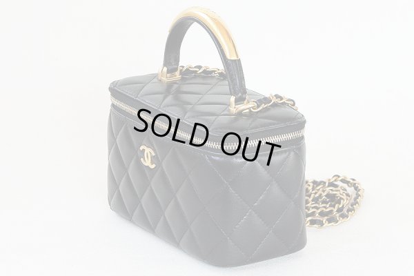 シャネル マトラッセ スモール ヴァニティケース 2WAYチェーンショルダー AP2199 ブラック サイド