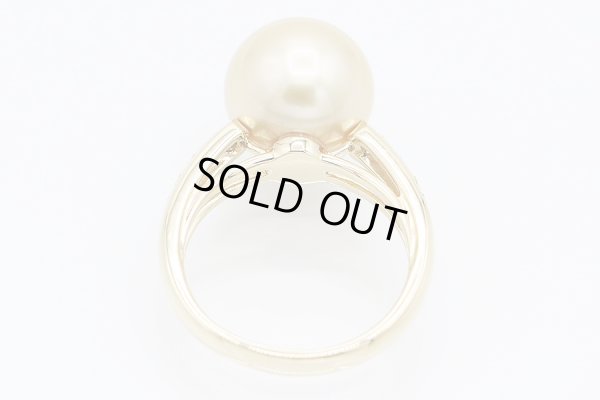 タサキ　K18 ゴールデンパールダイアイリリング 11.80mm 0.12ct 6.40g　内側