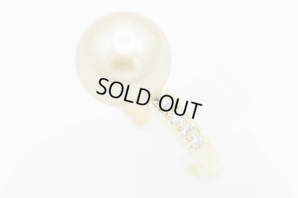 タサキ　K18 ゴールデンパールダイアイリリング 11.80mm 0.12ct 6.40g　サイド