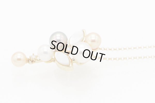 タサキ　K18 パールシェルダイアイリペンダントネックレス 0.02ct 4.20g　サイド