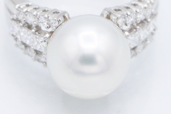 タサキ　PT900 パールダイアイリリング 11.50mm 0.72ct 10.90g　拡大