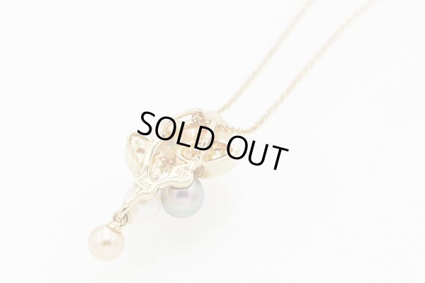 タサキ　K18 パールシェルダイアイリペンダントネックレス 0.02ct 4.20g　裏面