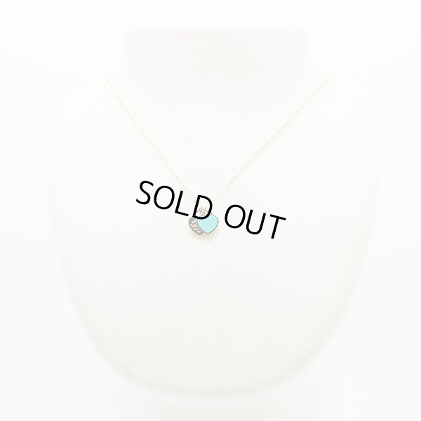 ティファニー　750YG ミニダブルハートタグペンダントネックレス 4.00g　装着イメージ