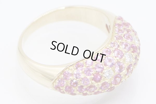 ポアレ　750YG ピンクサファイアダイアイリリング 6.80g　拡大