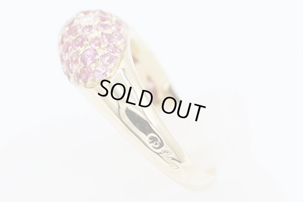 ポアレ　750YG ピンクサファイアダイアイリリング 6.80g　サイド刻印