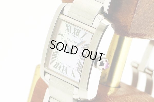 カルティエ　タンクフランセーズＳＭ　２３８４　ピンクシェル文字盤　サイド拡大