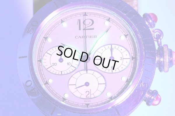 カルティエ　パシャ３８　クロノグラフ　茶文字盤　ライト